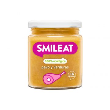 Piure de legume cu ulei de masline si curcan Bio +6 luni, 230g, Smileat