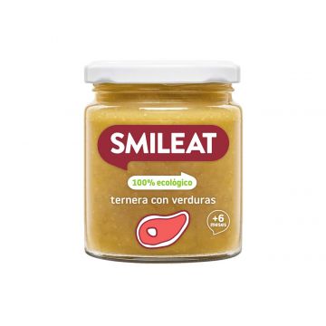 Piure de legume cu vitel si ulei de masline Bio +6 luni, 230g, Smileat