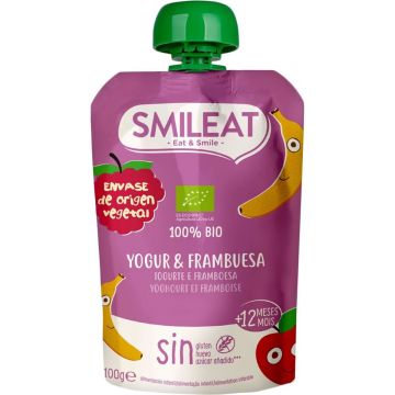 Piure din zmeura si iaurt grecesc +12 luni Bio, 100g, Smileat