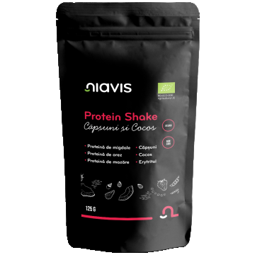 Protein shake ecologic cu capsune si cocos, 125g, Niavis
