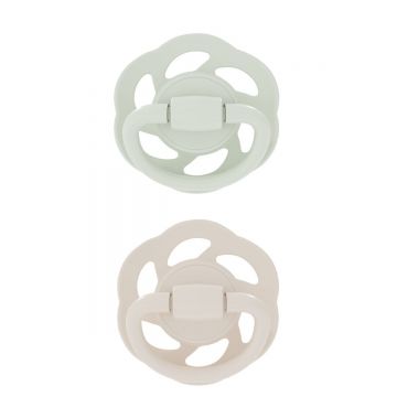 Set 2 suzete Cherry Green Newborn Boy cu tetina din latex natural si inel pentru 0-2 luni, 1 bucata, Nip