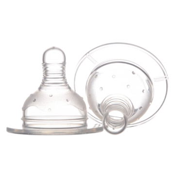 Set tetine silicon gat larg pentru lichide groase 0+ Baby, 2 bucati, Minut