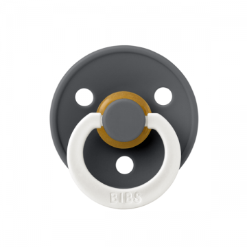 Suzeta fosforescenta din latex cu tetina rotunda pentru +0 luni Colour Glow Iron, 1 bucata, Bibs