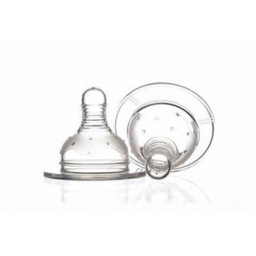 Tetina din silicon cu gat larg blister 6 luni+ Baby, 2 bucati, Minut