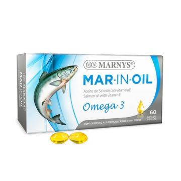 Ulei de Somon MAR-IN-OIL cu Omega 3 + Vitamina E, 60 capsule, Marnys