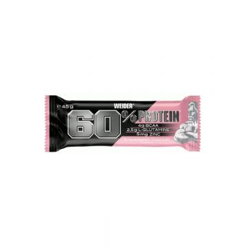 Baton proteic cu aroma de Strawberry Yoghurt 60% Protein Bar, 45g, Weider
