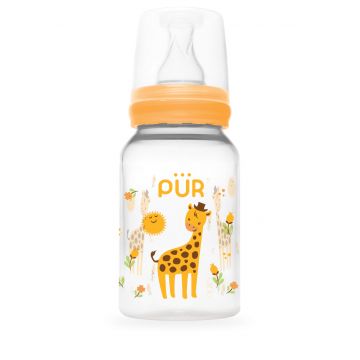 Biberon cu desen galben 0-3 luni, 125ml, PUR