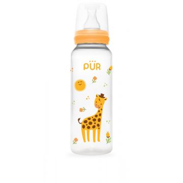 Biberon cu desen galben +3 luni, 250ml, PUR