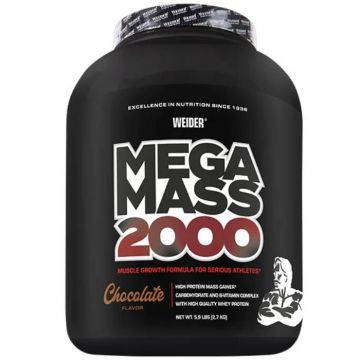 Gainer proteic cu aroma de ciocolata Mega Mass 2000, 2700g, Weider
