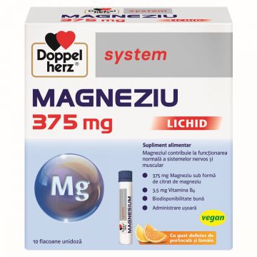 Magneziu lichid 375mg, 10 flacoane unidoza, Doppelherz