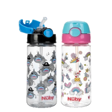 Pahar cu pai si capac +4 ani, 540ml, Nuby