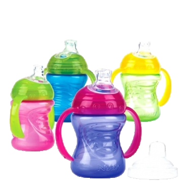 Pahar Stop Picatura cu manere si tetina +6 luni, 240ml, Nuby