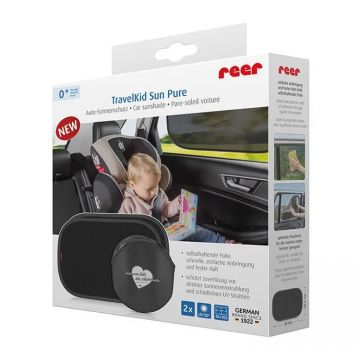 Set 2 parasolare auto cu lipire fara ventuze Travelkid, 1 bucata, Reer