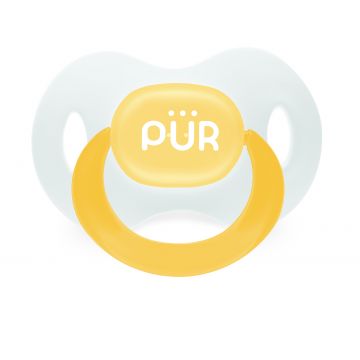 Suzeta ortodontica din silicon 0-3 luni galben, 1 bucata, PUR