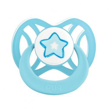 Suzeta ortodontica din silicon 0-6 luni albastru, 1 bucata, PUR