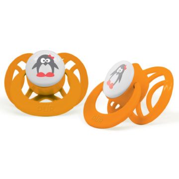 Suzeta simetrica din silicon +6 luni Portocaliu, 1 bucata, PUR