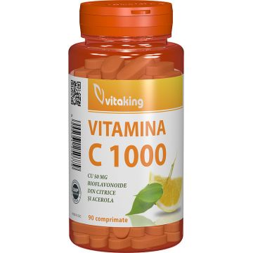 Vitamina C 1000mg cu bioflavonoide, acerola si macese, 90 comprimate, Vitaking