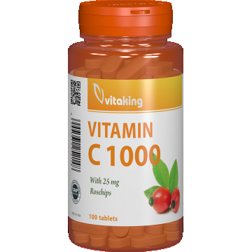 Vitamina C 1000mg cu macese, 100 comprimate, Vitaking