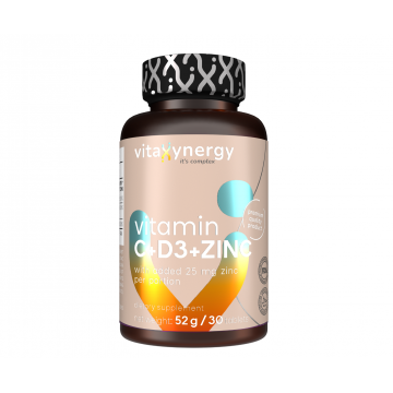 Vitamina C + Vitamina D3 + Zinc, 30 tablete, Vitaxynergy