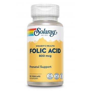 Acid Folic 800 mcg Solaray, 30 capsule vegetale, Secom