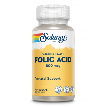 Acid Folic 800 mcg Solaray, 30 capsule vegetale, Secom