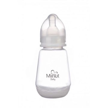Biberon cu tetina din silicon si capac pentru 0+ Baby, 150ml, Minut