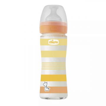 Biberon din sticla cu tetina WellBeing 0 luni+, 240ml, Chicco