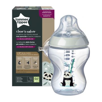 Biberon ursuleti panda PP 0 luni+ Closer to Nature, 260ml, Tommee Tippee