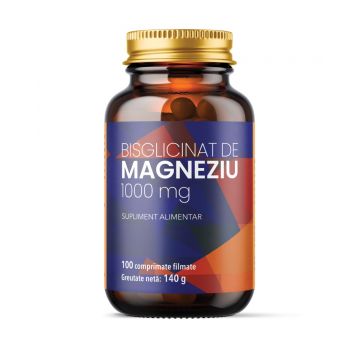 Bisglicinat de magneziu 1000mg, 100 comprimate filmate, Laboratoarele Remedia