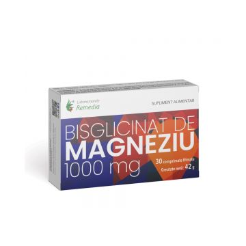 Bisglicinat de magneziu 1000mg, 30 capsule, Laboratoarele Remedia