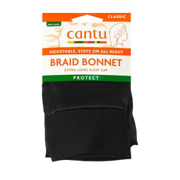 Boneta neagra din satin pentru protejarea parului impletit si lung Protect Classic, 1 bucata, Cantu