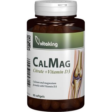 Citrat de calciu-magneziu cu vitamina D, 90 capsule gelatinoase, Vitaking