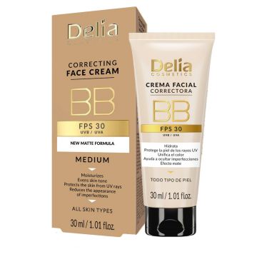 Crema de fata BB cu SPF30 Nuanta Medium, 30ml, Delia Cosmetics