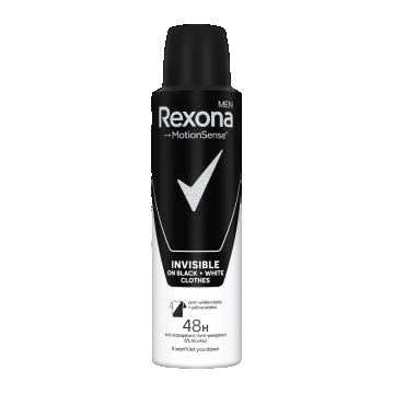 Deodorant spray Invisible Black+White, 150ml, Rexona