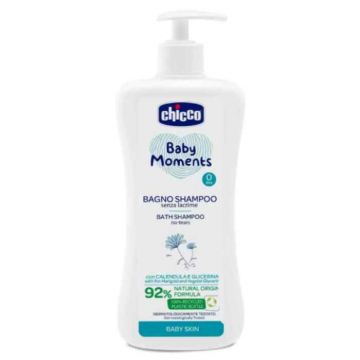 Gel de dus si sampon 2 in 1 fara lacrimi Baby Moments Baby Skin 0 luni +, 750ml, Chicco