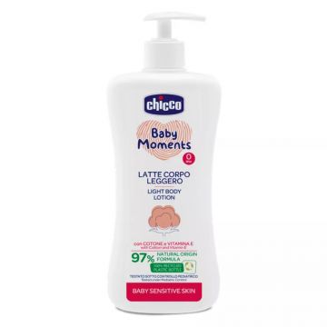 Lotiune dermatologica fluida pentru corp Baby Moments Sensitive 0luni+, 500ml, Chicco