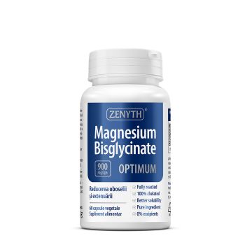 Magnesium Bisglycinate Optimum 900mg, 60 capsule vegetale, Zenyth