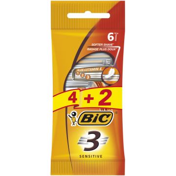Pachet Aparat de ras 3 Sensitive, 6 bucati, BIC