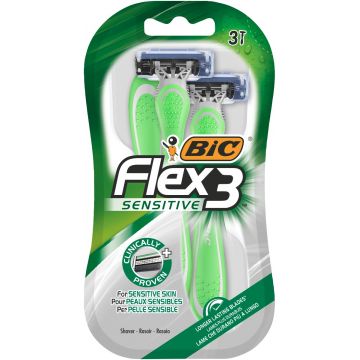 Pachet Aparat de ras Flex 3 Sensitive, 3 bucati, BIC
