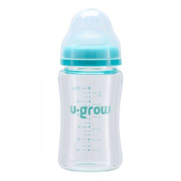Pachet Biberon de sticla 180ml + Tentine 2 bucati, U-Grow