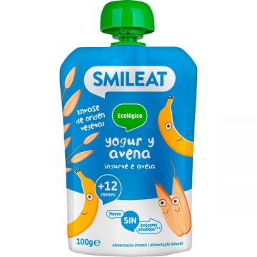 Piure din banane & iaurt si ovaz +12 luni Bio, 100g, Smileat