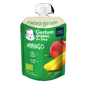 Pouch din mango Bio de la 6 luni, 80g, Gerber