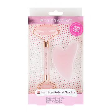 Roller pentru fata + Gua Sha Roz, 1 bucata, Brushworks