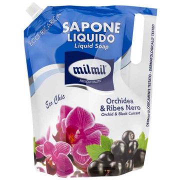 Sapun lichid rezerva eco cu orhidee & coacaz negru, 900ml, Mil Mil