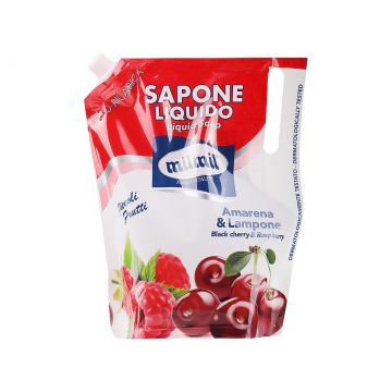 Sapun lichid rezerva eco cu zmerua & cirese amare, 900ml, Mil Mil