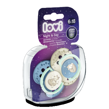 Set suzete din silicon pentru 6 - 18 luni Night&Day 22/915BOY, 2 bucati, LOVI