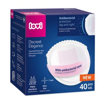 Tampoane pentru san Discreet Elegance, 40 bucati, Alb, LOVI