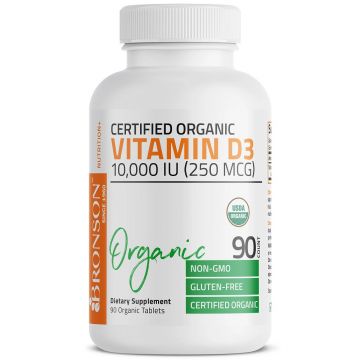 Vitamina D3 organica 250mcg, 90 tablete, Bronson Laboratories