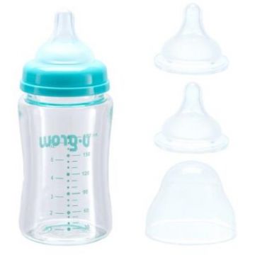 Biberon de Sticla 180ML + 2 Tetine Extra