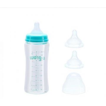 Biberon de Sticla 260ML +2 Tetine Extra